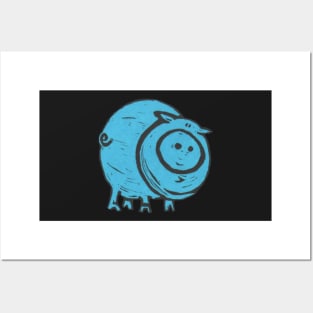 Pig, A Big, Fat, Blue Pig, what's not to love about piggies?! Posters and Art